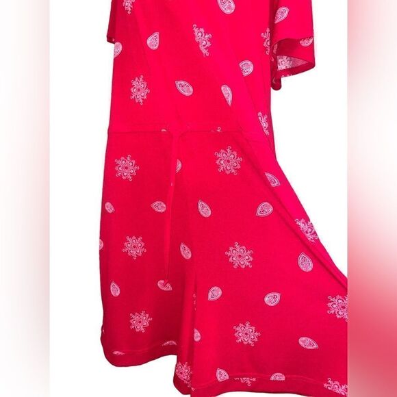 LuLaRoe Womens Large Xanthe Romper Red Bell Sleeves & V-Neck Casual Elegant - Picture 5 of 16